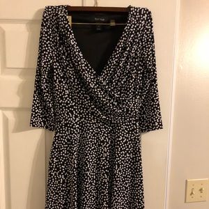 WHBM V neck A-line dress - polka dot